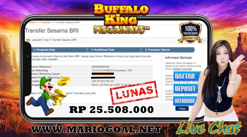 JP SLOT BUFFALO KING MEGAWAYS MARIO BOLA 28 FEBRUARY 2022