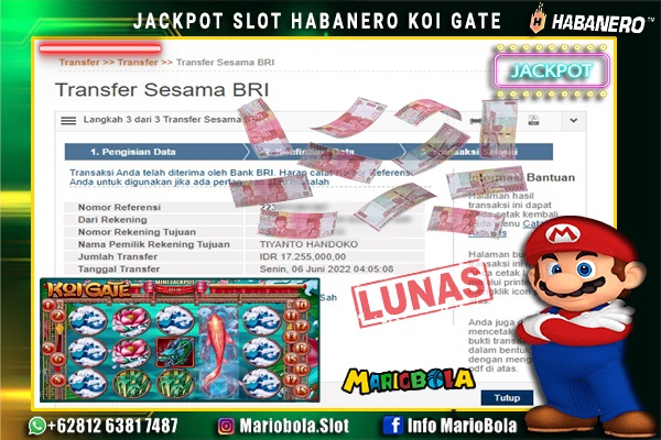 BUKTI JACKPOT SLOT KOI GATE MARIO BOLA 06 JUNI 2022