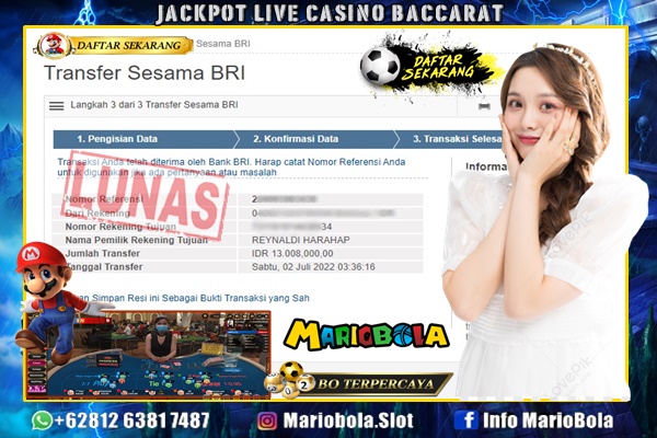 JACKPOT LIVE CASINO BACCARAT DI MARIO BOLA 02 JULY 2022