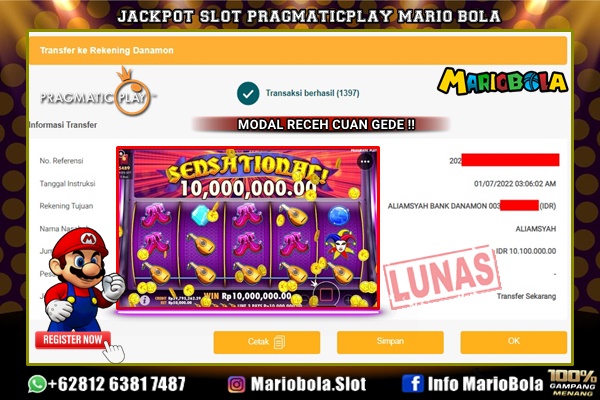 JACKPOT SLOT PRAGMATICPLAY DI MARIO BOLA 01 JULY 2022