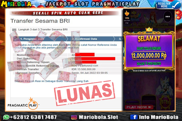 JACKPOT STARLIGHT PRINCESS DI MARIO BOLA 04 JULY 2022