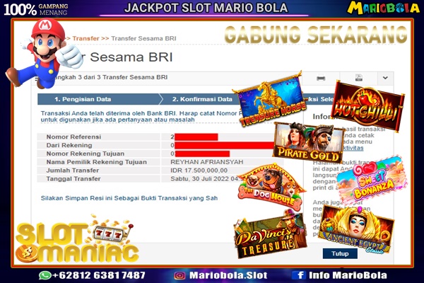 JACKPOT SLOT ONLINE DI MARIO BOLA 30 JULY 2022