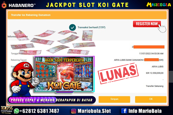 JACKPOT KOI GATE HABANERO DI MARIO BOLA 17 JULY 2022