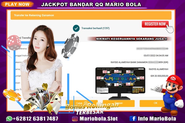 JACKPOT BANDAR QQ PKV GAMES DI MARIO BOLA 03 JULY 2022