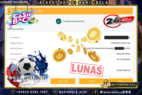 JACKPOT BOLA HDP DI MARIO BOLA 24 SEPTEMBER 2022