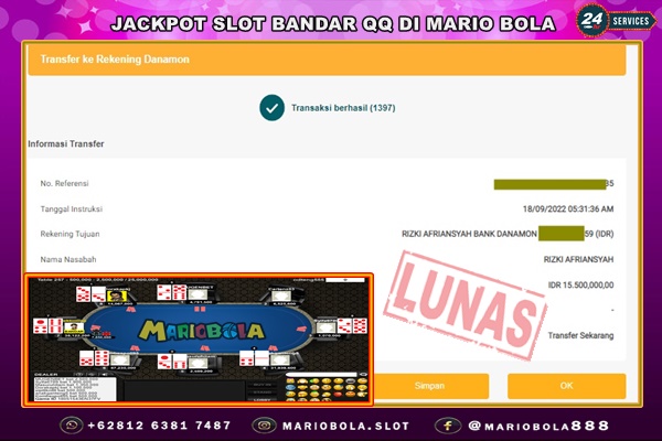 JACKPOT BANDAR QQ DI MARIO BOLA 18 SEPTEMBER 2022