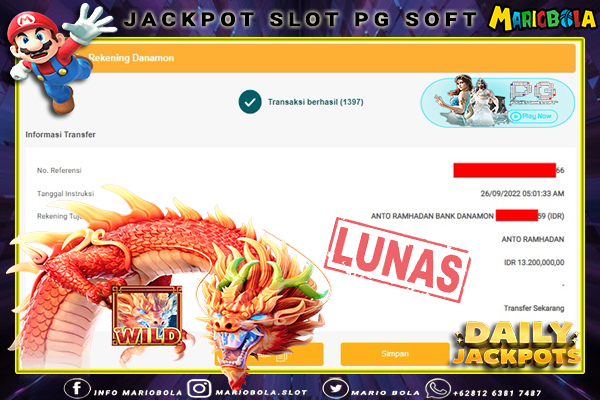 JACKPOT SLOT PG SOFT DI MARIO BOLA 26 SEPTEMBER 2022