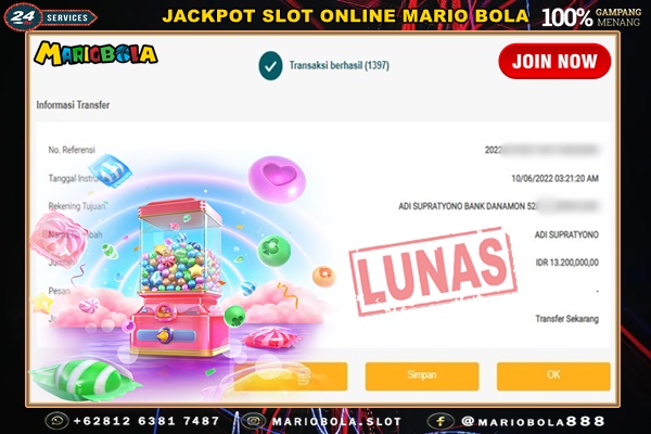 JACKPOT SLOT ONLINE DI MARIO BOLA 21 SEPTEMBER 2022