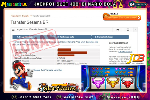 JACKPOT SLOT JDB MARIO BOLA 12 SEPTEMBER 2022