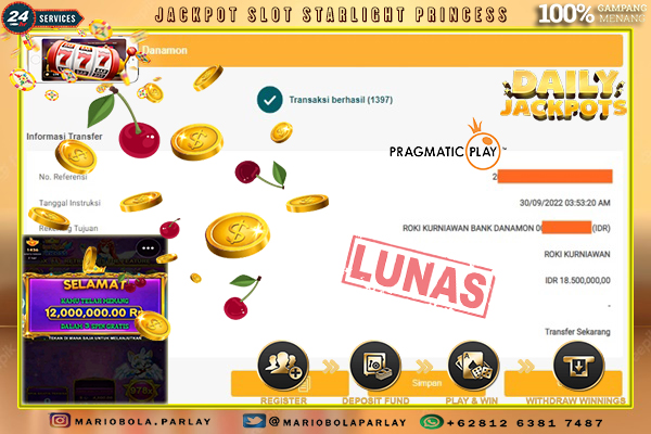 JACKPOT PRAGMATICPLAY DI MARIO BOLA 30 SEPTEMBER 2022