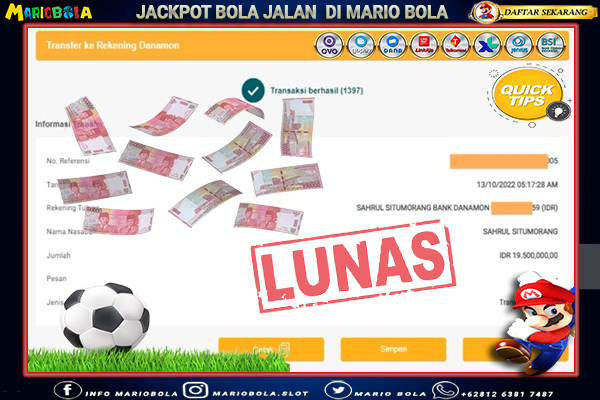 JACKPOT BOLA JALAN DI MARIO BOLA 13 OKTOBER 2022