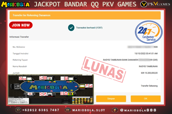 JACKPOT BANDAR QQ DI MARIO BOLA 15 OKTOBER 2022